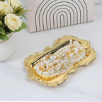 Quluxe Vintage Trinket Dish Jewelry Tray Small Perfume Organizer Tray for Wedding Photographer Detail Props Ceremony Antique Decor (Gold)