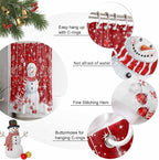 Vandarllin Christmas Shower Curtain, Snowman Shower Curtains Set with Hooks, Snowflake Red Christmas Balls Waterproof Bathroom Curtains Xmas Holiday Decor Home Accessories,Stall Long 36 X 78