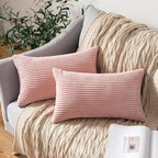 MIULEE Winter Pack of 2 Pillow Covers Soft Soild Decorative Throw Pillow Covers Set Cushion Cases Pillowcases for Sofa Bedroom Car 12 x 20 Inch 30 x 50 Cm Pink