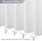 No Hook Shower Curtain, White Modern Chevron Striped Luxury Hotel Style, Washable Waterproof Fabric for Bathroom, 15 Seconds Quick Install, 72W x 74L Inches