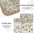 KSLIDS Sage Green Beige Floral Soft Velvet Throw Pillow Covers Set of 2 Vintage Brown Flower Decorative Pillow Covers 16x16 Inch Rustic Pillow Case for Sofa Couch Bedroom Farmhouse Home Decor