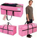 WORKPRO 66 Gallon Extra Large Moving Bags with Zippers, Carry Handles, Heavy-Duty, Water-Resistant Storage Totes for Moving & Space-Saving Organization, Pink