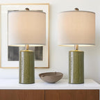 20.25" Small Table Lamps Set of 2 Modern Ceramic Lamps for Living Room Farmhouse Bedside Lamps Boho Lamps for Night Stands Green Bedroom Lamp Side Table Lamps End Table Lamp