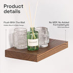 BAOBAB WORKSHOP Solid Wood Floating Shelves for Wall 12 Inch Wide, Small Wooden Shelf Kitchen, Bathroom Shelves for Room Wall Mounted Rustic Farmhouse, Walnut Floating Shelves, 12W × 6.7D, Set of 2
