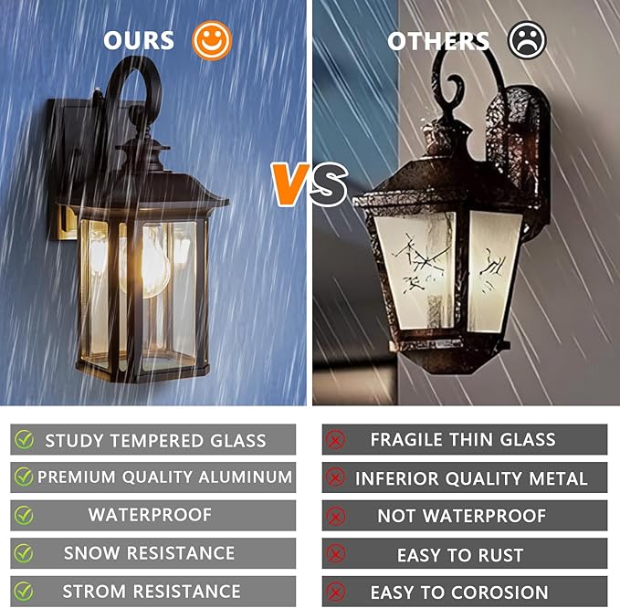 JYZ Dusk to Dawn Outdoor Wall Lighting, Exterior Porch Light Fixture, Waterproof Outdoor Wall Mount Lantern, Classic Black Sconce Lamp Outside for House Doorway Garage Patio Yard