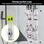 Orimade Over the Door Shower Caddy Adjustable 5 Tier Black,Bathroom Hanging Organizer Shelf Rustproof with 4 Hooks,Shower Basket with Soap Holder and Suction Cup, White