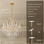Modern Crystal Chandeliers, Gold Candle Chandelier -Luxury Chandelier Lighting Fixtures for Dining Room, Foyer, Staircase Hallway Living Room Entryway, 12 Lights