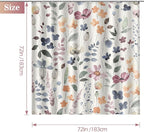 Aimego Spring Floral Shower Curtain -Colorful Watercolor Ink Flowers Plant Summer Nature Botanical Fabric Cloth Bath Shower Curtain Set with 12 Hooks for Bathroom Decor Accessories, 72"x72"