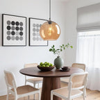 Amber Glass Pendant Lights Kitchen Island Globe Pendant Light Fixtures Modern Pendant Lighting for Bedroom Living Dining Room Light Fixture (9.84 in, 1 Pack)