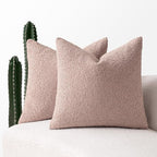 MIULEE 20x20 Inch Decorative Pillow Covers for Couch Bed Set of 2 Textured Boucle Neutral Winter Throw Pillows Pink Accent Solid Cushion Pillowcases Sofa Livingroom Home Decor
