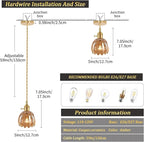 Mini Pendant Light 2 Pack with Amber Tulip Glass Lmapshade, Brass Vintage Pendant Light Adjustable Hanging Light for Kitchen Island Dining Room Hallway