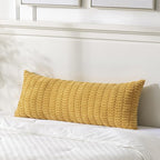 Fancy Homi Mustard Yellow Long Body Lumbar Lumbar Decorative Throw Pillow Covers 20x54 Inch for Bed Couch Bedroom Bench, Soft Corduroy Rectangle Solid Pillow Case, Rustic Farmhouse Boho Room Decor