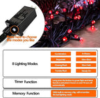 Upgraded 75.8 FT 200 LED Red Christmas Lights Outdoor Indoor, Memory Function & Timer & 8 Modes, Extendable Green Wire Waterproof String Light for Christmas Tree Party Wedding Home Garden Decorations