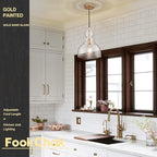 Gold Pendant Lights Kitchen Island, Large Gold Sand Glass Pendant Lighting Over Table 10inch Modern Brass Ceiling Island Light for Kitchen Sink Hallway Entrance