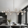 16-Light Globe Sputnik Chandelier, Mid Century Modern Light Fixture Over Table, Nickel Linear Chandeliers for Dining Room and Kitchen Island (Smoke Grey Glass Bubble Shades, 40 Inch)