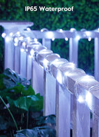 Brightown Solar String Lights Outdoor 2 Pack 72 Feet 200 LED Waterproof Solar Powered String Lights with 8 Lighting Modes, Waterproof Solar Rope Lights for Outside Christmas Party, Pure White