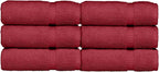 Luxury Hotel & Spa Quality, Quick Dry 100% Turkish Cotton 700 GSM, Eco Friendly Towel, for Bathroom, Gymand Kitchen Dobby Border Soft Hand Towel Set 16 X 30, Cranberry, Hand Towels - Set of 6