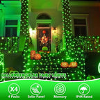 QITONG 4 Pack Green Solar Fairy Lights, Each 33ft 100 LED Halloween Lights Outdoor Waterproof, 8 Modes Silver Wire Christmas String Lights