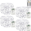 4Pack 80Ft 240LED Fairy Lights Battery Operated with Remote, Waterproof String Lights with Timer for Indoor & Outdoor, Twinkle Lights Battery Powered for Bedroom Christmas Decorations (Cool White)