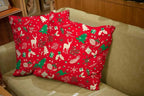 CAPSCEOLL 2PCS Red Soft Pillow Covers 18X18Inch Green Christmas Reindeer Branch Cute Deer Floral Foliage Pine Tree Snowflake Throw Pillow Covers for Bedroom Sofa Living Room Standard Pillow Covers
