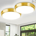 13 Inch Dimmable Flush Mount LED Ceiling Light Fixtures, 2-Pack Gold LED Ceiling Lights with 5 Color Temperatures (2700K/3000K/4000K/5000K/6500K), Modern Round LED Lights for Kitchen Living Room