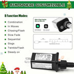 JMEXSUSS 200 LED White Christmas Lights Outdoor, 66ft Connectable Christmas Tree Lights Green Wire, 8 Modes Waterproof Christmas Twinkle String Lights Plug in for Xmas Wedding Party Indoor Decorations