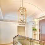 8-Light Gold Chandelier, Modern Foyer Lighting Fixtures, 31.5" Farmhouse Lantern Pendant Light, Industrial Large Chandeliers for High Ceilings, for Living Room,Staircase,Hallway