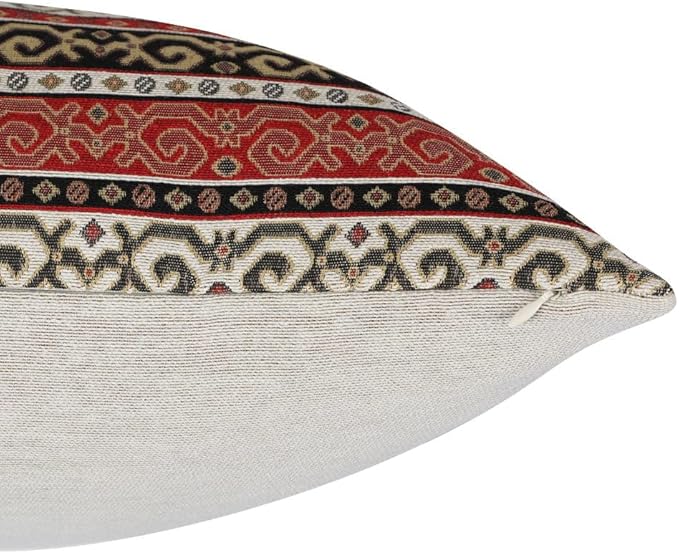 Tapestry Stylish Red-Black 20"x20" Pillow Cover Sham Slipcover Ethnic Kilim Aztec Pattern Throw Decorative for Home Decor, Sofa, Couch, Porch, Patio, Window Seat