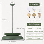 TeHenoo Mid Century Chandeliers, 25.5 inch, 2-Tiered Lampshade,Large Pendant Lighting,for Dining Room,Living Room,Olive Green