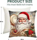 Christmas Throw Pillow Covers 18x18 Set of 4 Winter Holiday Decorative Pillowcase Reindeer Snowman Christmas Tree Santa Farmhouse Home Decor for Sofa Couch Cushion