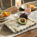 Genuine Calacatta Viola Scalloped Marble Tray, Real Natural Marble Stone Tray, Luxury Decorative Trays for Bathroom, Dresser, Vanity, Kitchen, Home Decor, 10.6" x 8", Calacatta Gold