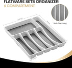 49Pcs Silverware Set with Organizer, Silver Stainless Steel Flatware Set for 8 Cutlery Utensil Sets with Steak Knives, Spoons and Forks Set, Dishwasher Safe