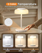QiMH Battery Operated LED Table Lamp, 5000mAh Rechargeable Cordless Lamp, Stepless Dimmable Touch Control, Small Waterproof Desk Night Light for Living Room, Bedroom, Outdoor Bar (White)