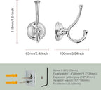 TUNNY Towel Hook Bathroom-2 Pack Polished Nickel(PVD-Nickel) Double Robe/Towel Hook Wall Mounted Hook for Bathroom Bedroom Kitchen