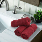 Luxury Hotel & Spa Quality, 100% Turkish Cotton 700 GSM Cloth, Towel, for Body wash, Makeup & Facial Cleaning, Baby, face, Dobby Border Soft washcloths Towel Set 13" X 13", Cranberry, Set of 12