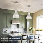 Brushed Nickel Pendant Light for Kitchen Island Hammered Glass Pendant Island Light 10inch Modern Glass Pendant Lights for Kitchen Sink Dining Room Hallway Entrance
