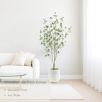 Bellacat 5ft Artificial Minimalist Citrus Tree with Lifelike Leaves, 60in Faux Citrus Tree with Realistic Trunks, Faux Tree Indoor Outdoor for Home Office Living Room Bedroom Porch Decor.
