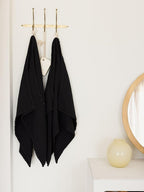 Muslin Hand Towel Pack of 4 18"x34" Inch Large Size - 100% Turkish Cotton, Thin, Soft, Quick-Dry, Lint-Free, Hand Towels (Black, Pack of 4 Hand Towels)