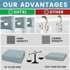 Fog Blue Long No Hook Shower Curtain with Snap in Liner,230GSM Waffle Weave Shower Curtains for Bathroom,71W x 86H