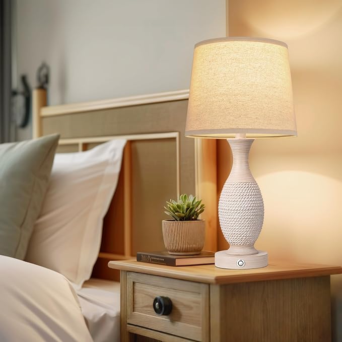 Seealle 22.6" Bedside Lamps Set of 2 with USB C+A - Dimmable Touch Lamps for Night Stands Bedroom Living Room End Table(Bulbs Included)