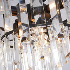 Black Crystal Chandelier Modern Round Dining Room Chandelier 4-Tier 6 Lights Dimmable Top K9 Luxury Ceiling Hanging Pendant Light Fixture for Dining Room Living Room Bedroom Foyer 18"