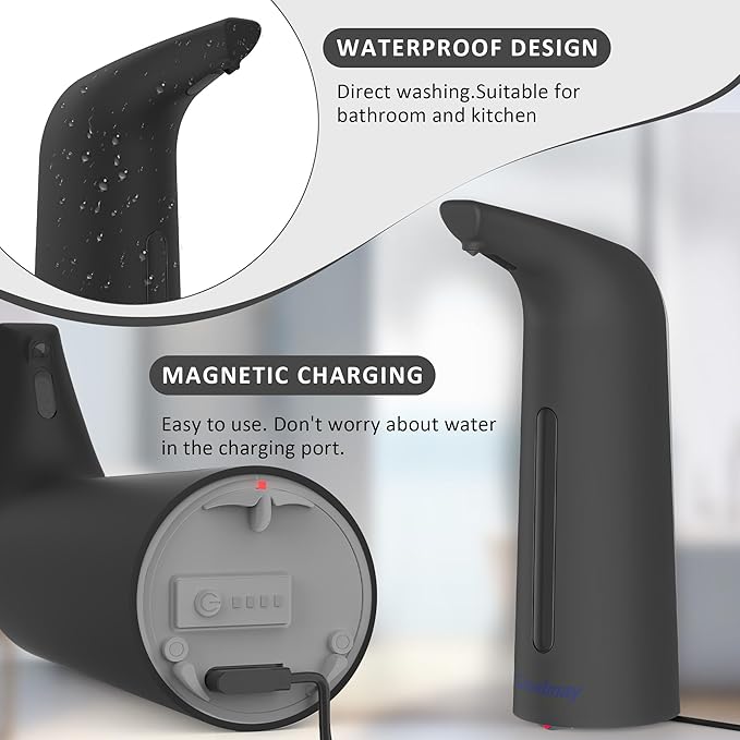 Convenient Automatic Soap Dispenser,4 Adjustable Levels Touchless Hand Sanitizer Pump with Infrared Sensor, 400 ml Countertop Electric Soap Dispenser for Bathroom,Kitchen