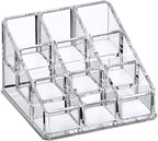 Amazing Abby - Glamour - 9-Slot Acrylic Nail Polish Organizer, Lipstick Holder, Lip Gloss Organizer, Cosmetic Storage Display, Perfect Storage Solution for Drawer, Vanity, Bathroom, and More