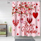Vandarllin Pink Shower Curtain, Red Love Heart Tree Shower Curtains Set with Hooks, Be My Valentine Waterproof Fabric Bathroom Curtains Decor Home Accessories,72 X 72 Inch Long