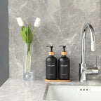 Black Soap Dispenser, Hand Soap, and Dish Soap Dispenser Set Suitable for Kitchen Counter Decor. (Black)