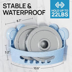 LEVERLOC Corner Shower Caddy Suction Cup, Shower Caddy Basket Powerful Suction Bathroom, Waterproof & Rustproof Organizer for Bathroom Storage, No-Drilling Removable (Blue)