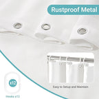 Linen Shower Curtain with 6 Hooks Modern Heavy Duty Washable Fabric Curtain Set Waterproof Thick Cloth Shower Curtains for Bathroom Bathtub Washable, W36*L70, White