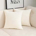 Jeneoo Ivory Decorative Square Thick Throw Pillow Covers Fine Textured Boucle Couch Cushion Cases for Home Livingroom Sofa Decor, Set of 2, 18 x 18 Inch