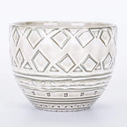 VanEnjoy 5.5 inch Large Round Bohemian Style Ceramic Planter, Geometry Engrave Off White Brown Succulent Planter Flower Pot - Indoor Outdoor Decorative Planter