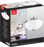GLOBE Electric 63357 2-Light Semi-Flush Mount Ceiling Light, Brushed Nickel, Chrome Accents, Frosted Glass Shade, Lighting for Kitchen, Bathroom, Bedroom, or Dining Room, Home Decor